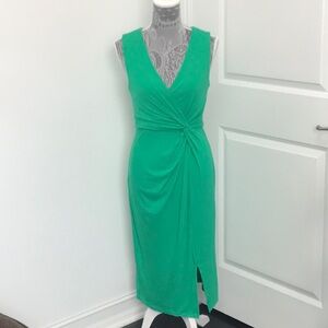 Lilly Pulitzer Green Sheath Midi Dress with Wrap and Slit. New with tags